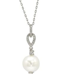 Suzy Levian - Silver 0.20 Ct. Tw. Sapphire & 10mm Pearl Necklace - Lyst