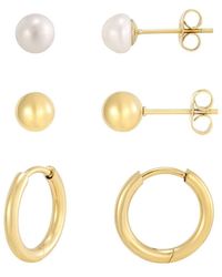Adornia - 18K Plated Stainless Steel 6Mm Pearl Earrings - Lyst