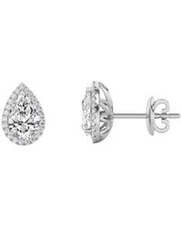 Lab Grown Diamonds - 14K 3.00 Ct. Tw. Lab-Grown Diamond Halo Stud Earring - Lyst