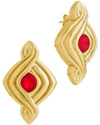 Sterling Forever - 14K Plated Cz Danish Studs - Lyst