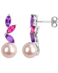 Rina Limor - 1.40 Ct. Tw. Gemstone & 8-8.5Mm Pearl Earrings - Lyst