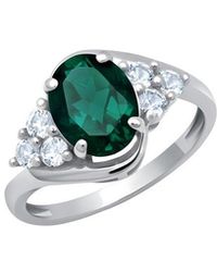 MaxColor - 10K 1.70 Ct. Tw. Lab-Grown Emerald Halo Ring - Lyst