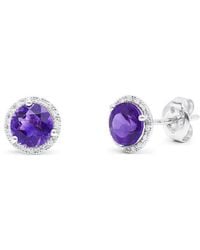 Diana M. Jewels - Fine Jewelry 14k 1.65 Ct. Tw. Diamond & Amethyst Halo Studs - Lyst