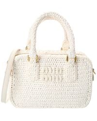 Miu Miu - Logo Plaque Crochet & Leather Shoulder Bag - Lyst