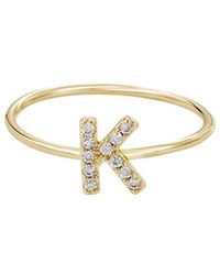 Adornia - 14K Plated Cz Initial Ring - Lyst