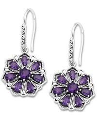 Samuel B. - Silver 7.14 Ct. Tw. Sleeping Beauty Flower Earrings - Lyst