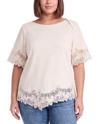 Anne Klein - Plus Embroidered Solid Top - Lyst