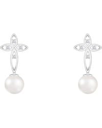 Splendid - 14K 0.04 Ct. Tw. Diamond & 6-6.5Mm Pearl Earrings - Lyst