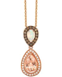 Le Vian - Le Vian 14k Rose Gold 1.98 Ct. Tw. Diamond & Peach Morganite Pendant Necklace - Lyst