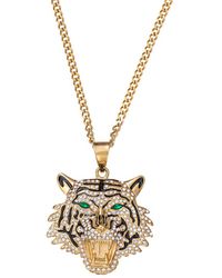 Eye Candy LA - The Bold Collection Titanium Cz Tiger's Head Pendant Necklace - Lyst