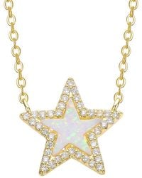 Genevive Jewelry - Rachel Glauber 14K Plated Cz Opal Necklace - Lyst