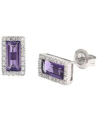 Gemstones - 1.02 Ct. Tw. Diamond & Amethyst 14K Earrings - Lyst