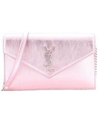 Saint Laurent - Metallic Sheep Leather Classic Monogram Wallet On Chain Small (Authentic Pre-Loved) - Lyst