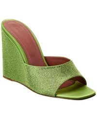 AMINA MUADDI - Lupita Crystal Satin Wedge Sandal - Lyst