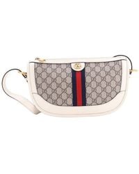 Gucci - White GG Coated Canvas & Leather Ophidia Curved Zip Shoulder Bag Large (authentic Pre-loved) - Lyst