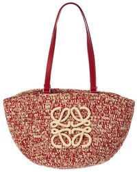 Loewe - Dnu Inv Logo Raffia & Leather Tote - Lyst