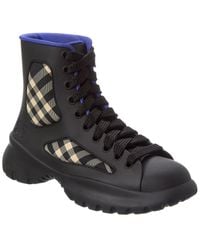 Burberry - Boulder Lace-Up Rubber & Canvas Boot - Lyst