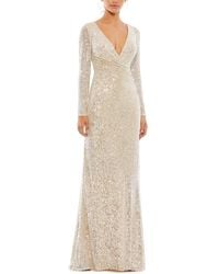 Mac Duggal - Sequined Faux-Wrap Column Gown - Lyst