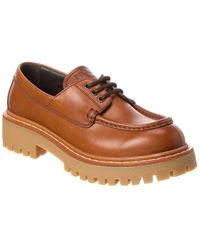 Prada - Lace-Up Leather Loafer - Lyst