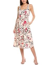 Karl Lagerfeld - Printed Linen-Blend Midi Dress - Lyst