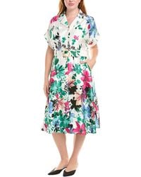 Tahari - Plus Belted Satin Shirtdress - Lyst
