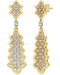 Rachel Glauber - Two-tone Plated Cz Dangle Earrings - Lyst