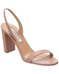 Aquazzura - So Nude Block 85 Leather Slingback Sandal - Lyst