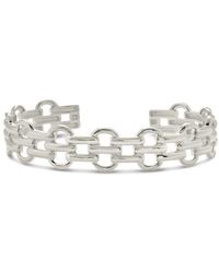 Sterling Forever - Rhodium Plated Chain Cuff Bracelet - Lyst