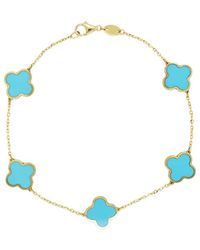 Italian Gold - 14k Turquoise Enamel Chain Bracelet - Lyst