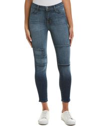 J Brand Alana Jasper Patched High-rise Skinny Crop - Blue
