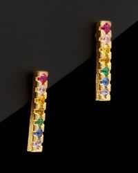 Italian Gold - 14k Cz Rainbow Bar Studs - Lyst