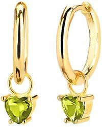 Gabi Rielle - 14k Over Silver Cz Dangling Heart Hoops - Lyst