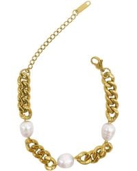 Adornia - 14k Plated 8mm Pearl Curb Chain Bracelet - Lyst