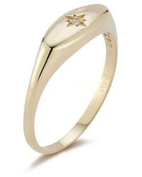 Ember Fine Jewelry - 14k 0.01 Ct. Tw. Diamond Star Signet Ring - Lyst