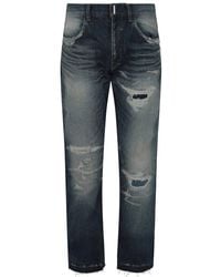 Givenchy - Distressed Straight Fit 5 Pocket Jean - Lyst