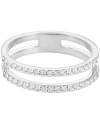 Adornia - Plated Cz Double Band Ring - Lyst