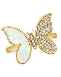Sabrina Designs - 14k 0.13 Ct. Tw. Diamond Mother-of-pearl Butterfly Ring - Lyst