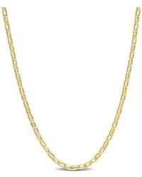 Italian Silver - 18K Over Fancy Rectangular Rolo Chain Necklace - Lyst