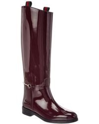 Gucci - Slim Horsebit Patent Riding Boot - Lyst
