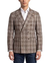 Corneliani - Cc Collection Double-Breasted Wool & Linen-Blend Blazer - Lyst