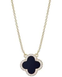 Adornia - 14K Plated Cz Clover Necklace - Lyst