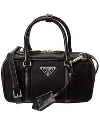 Prada - Logo Nylon & Leather Shoulder Bag - Lyst