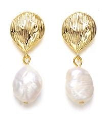 Genevive Jewelry - 14k Over Silver 7-9.5mm Pearl Earrings - Lyst
