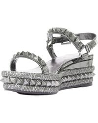 Christian Louboutin - Leather Pyraclou 60 Studded Espadrille Sandal (Authentic Pre-Loved) - Lyst