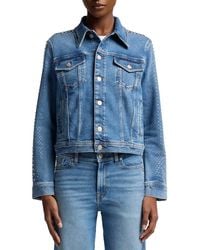 7 For All Mankind - Adi Embellished Jean Trucker Jacket - Lyst