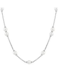 Splendid - Rhodium Plated Silver 8.5-9mm Freshwater Pearl Necklace - Lyst