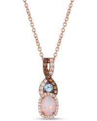 Le Vian - Le Vian 14K Rose 0.80 Ct. Tw. Diamond & Opal Pendant Necklace - Lyst