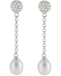 Splendid - Rhodium Over Silver 8-8.5mm Pearl Earrings - Lyst