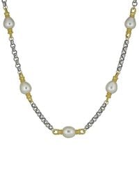 Belpearl - Plated 9-4Mm Pearl Links Necklace - Lyst