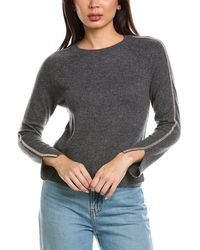 Brodie Cashmere - Glitz Split Cuff Crewneck 100% Cashmere Sweater - Lyst